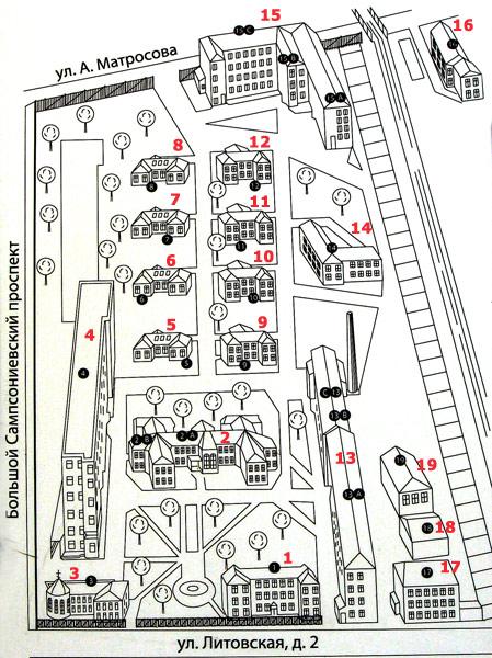 Схема расположения корпусов 1 медицинского института в спб